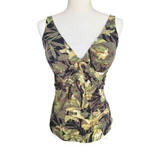 Cache Retro Vtg Green Tropical Snake Resort Sleeveless Tank Top Size L Large
